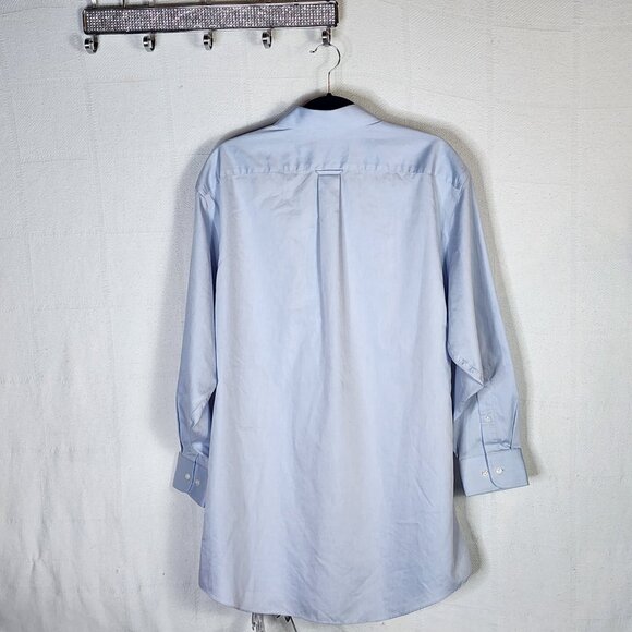 Stafford Light Blue Cotton Poly LS Micro Pinpoint Oxford Dress Shirt Sz 17 32-33 - Picture 8 of 16